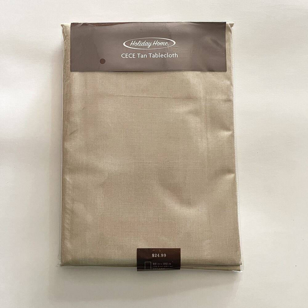 60x102" Holiday‎ Home Big Oblong Rectangle Brown Tan Tablecloth 8-10 Seating